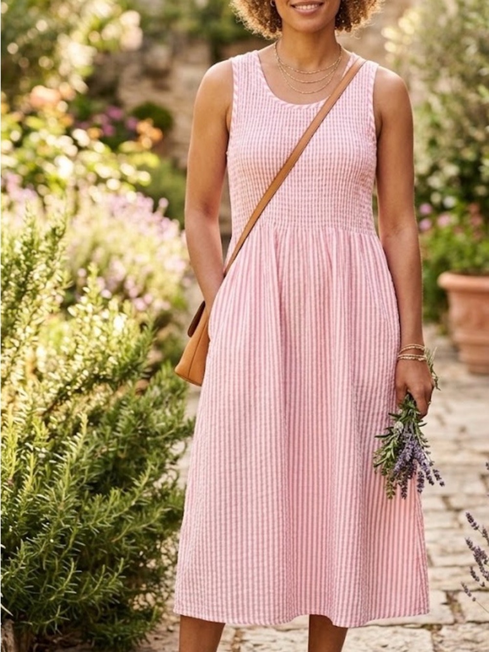 croft & barrow Pink Sleeveless Midi Dress